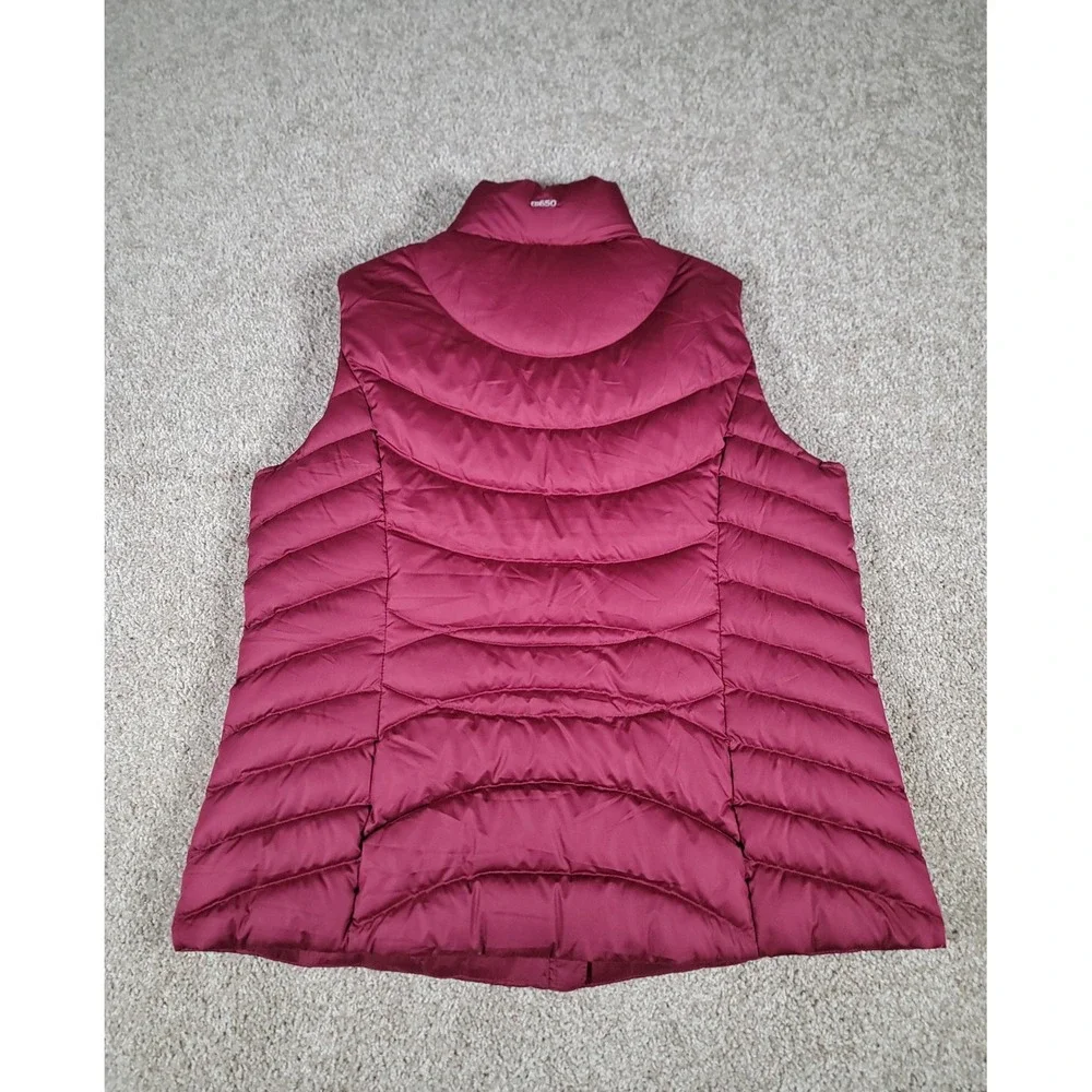 Eddie Bauer EB 650 Vest Womens XL Burgundy Down Filled Puffer Full Zip Pockets